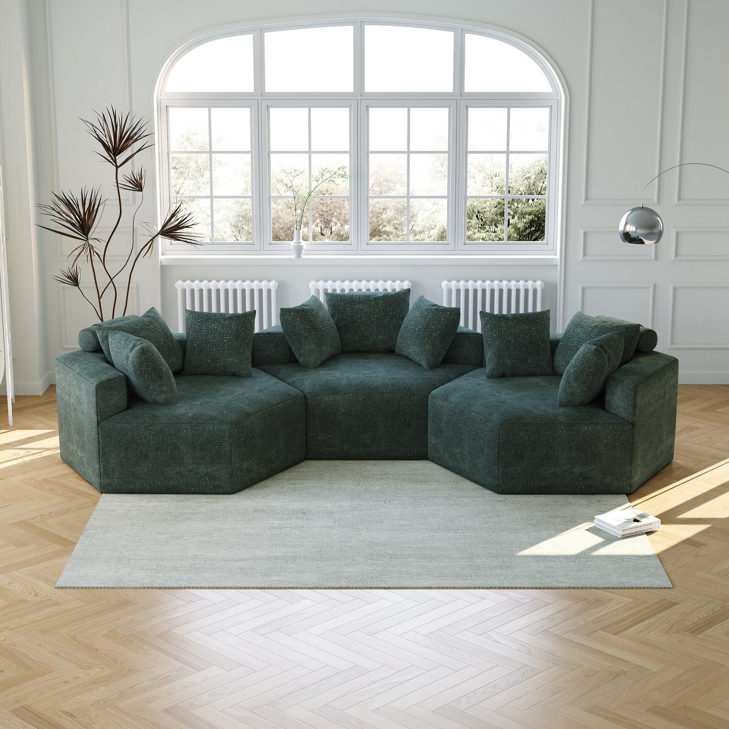 Chenille Single Sleeper Sofa with Backrest Pillow