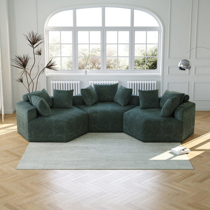 Chenille Single Sleeper Sofa with Backrest Pillow