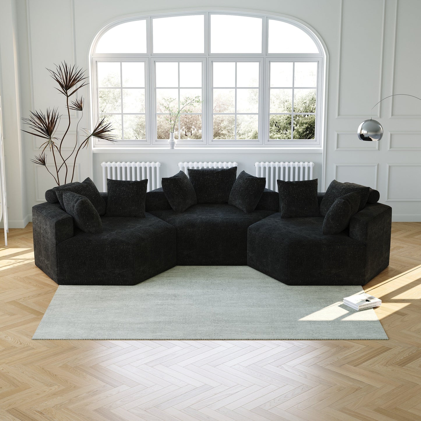 Chenille Single Sleeper Sofa with Backrest Pillow