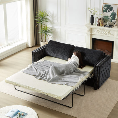 Chenille Sleeper Sofa with Memory Foam Mattress