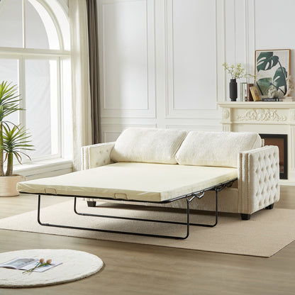 Chenille Sleeper Sofa with Memory Foam Mattress
