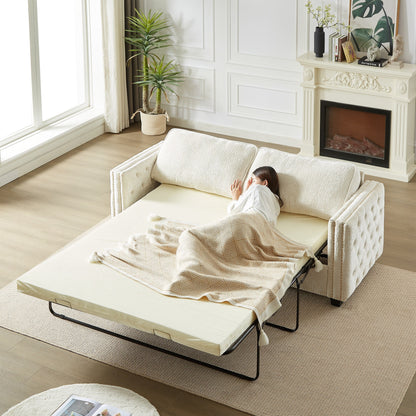 Chenille Sleeper Sofa with Memory Foam Mattress