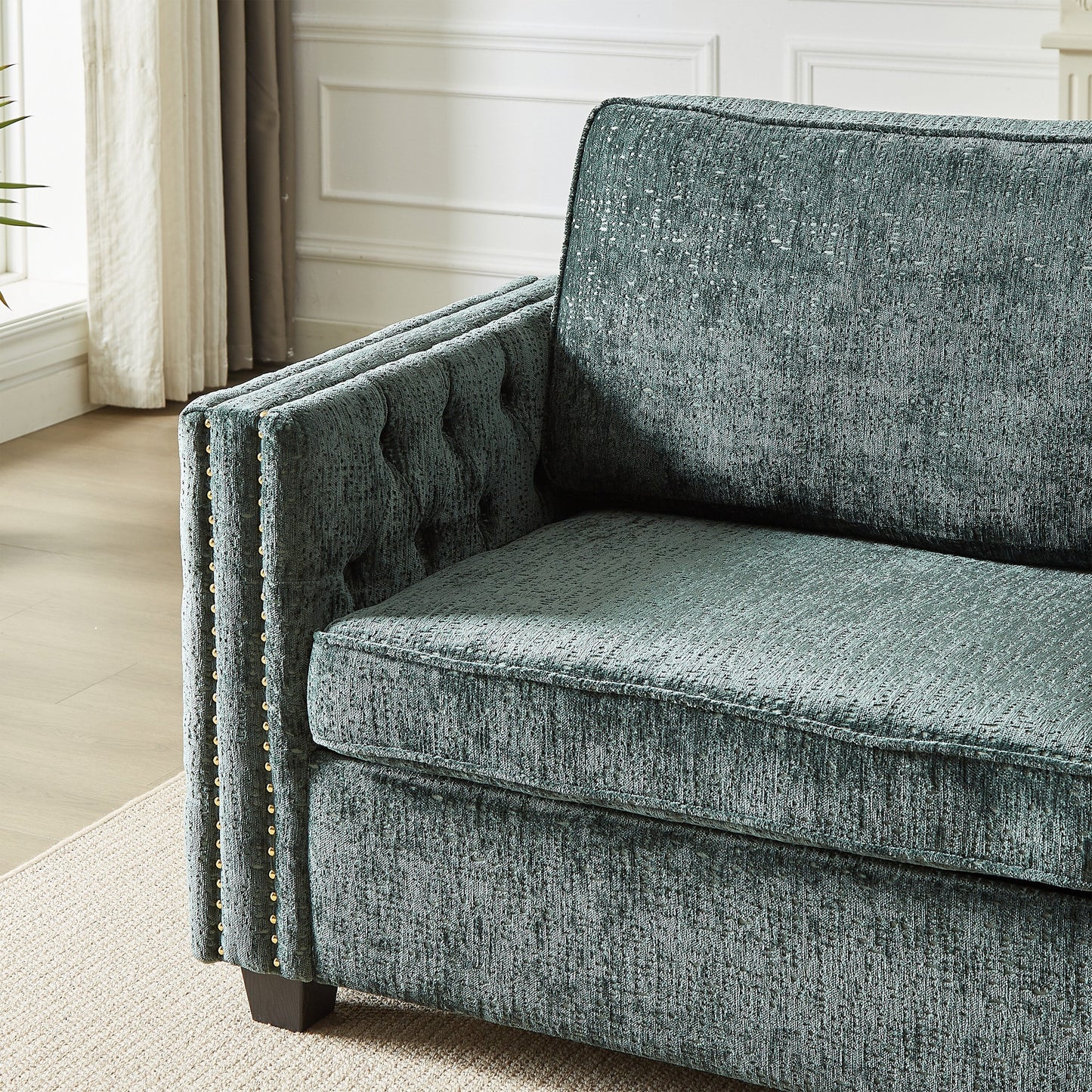 Chenille Sleeper Sofa with Memory Foam Mattress