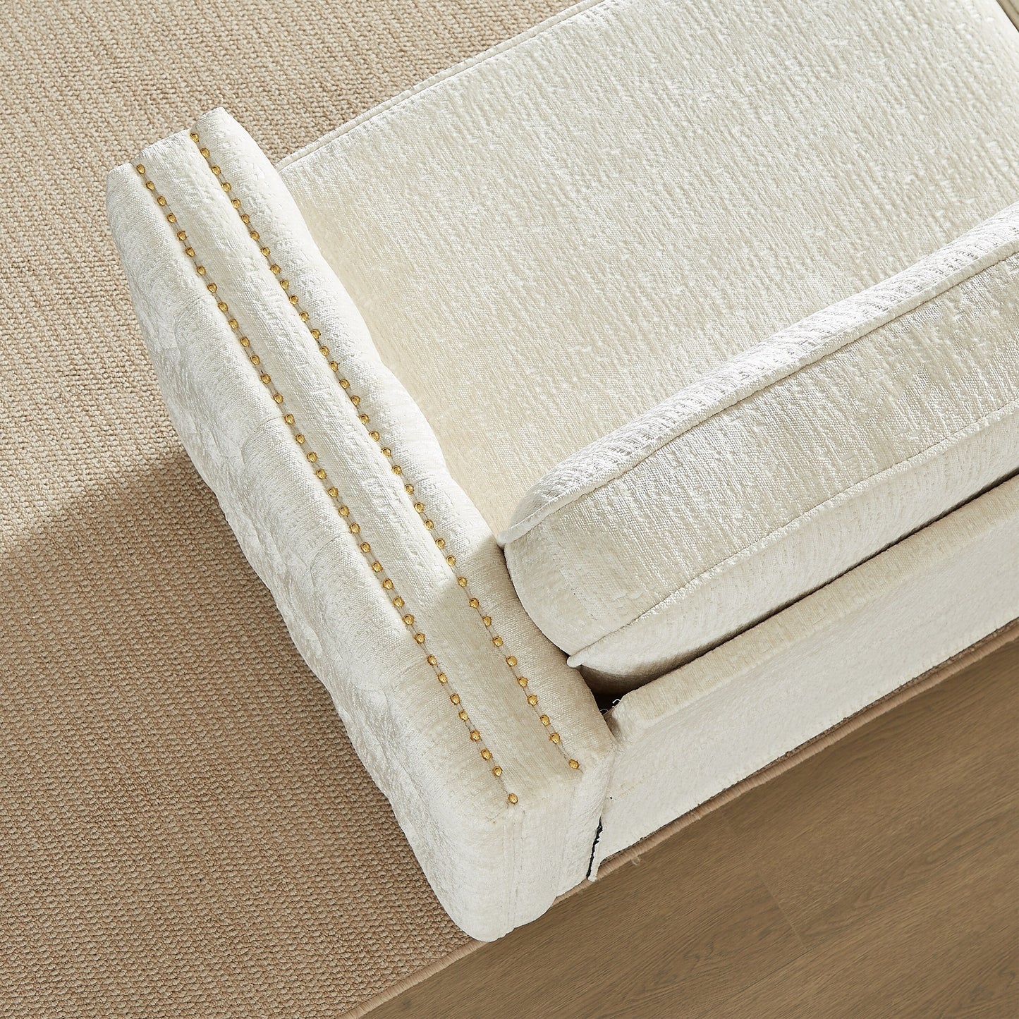 Chenille Sleeper Sofa with Memory Foam Mattress