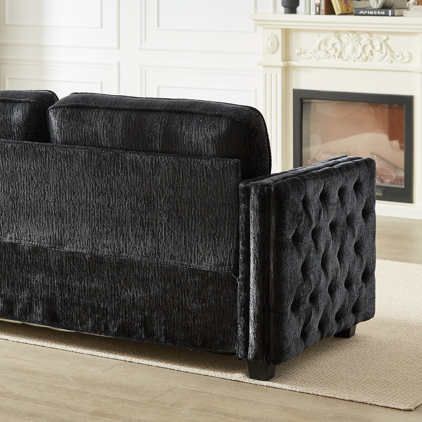 Chenille Sleeper Sofa with Memory Foam Mattress