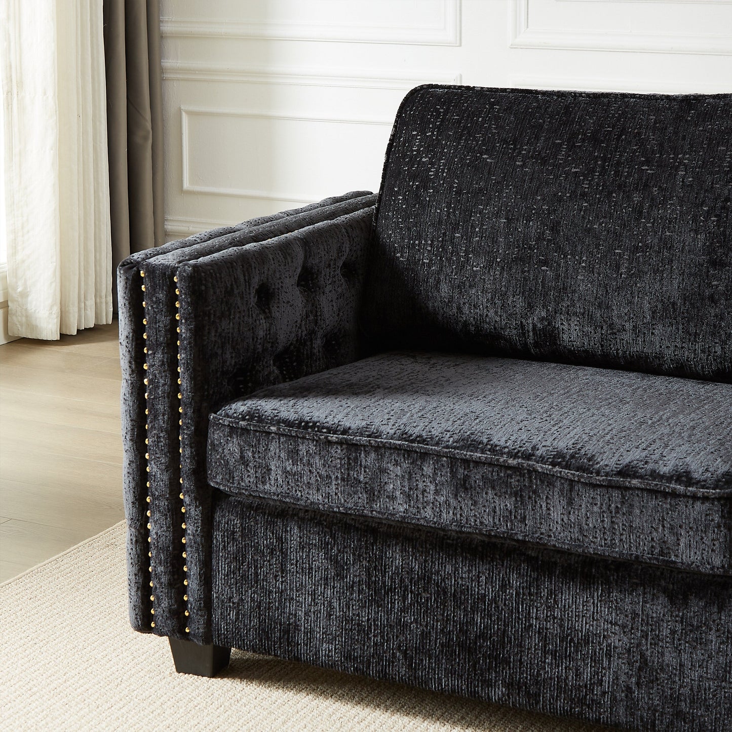 Chenille Sleeper Sofa with Memory Foam Mattress