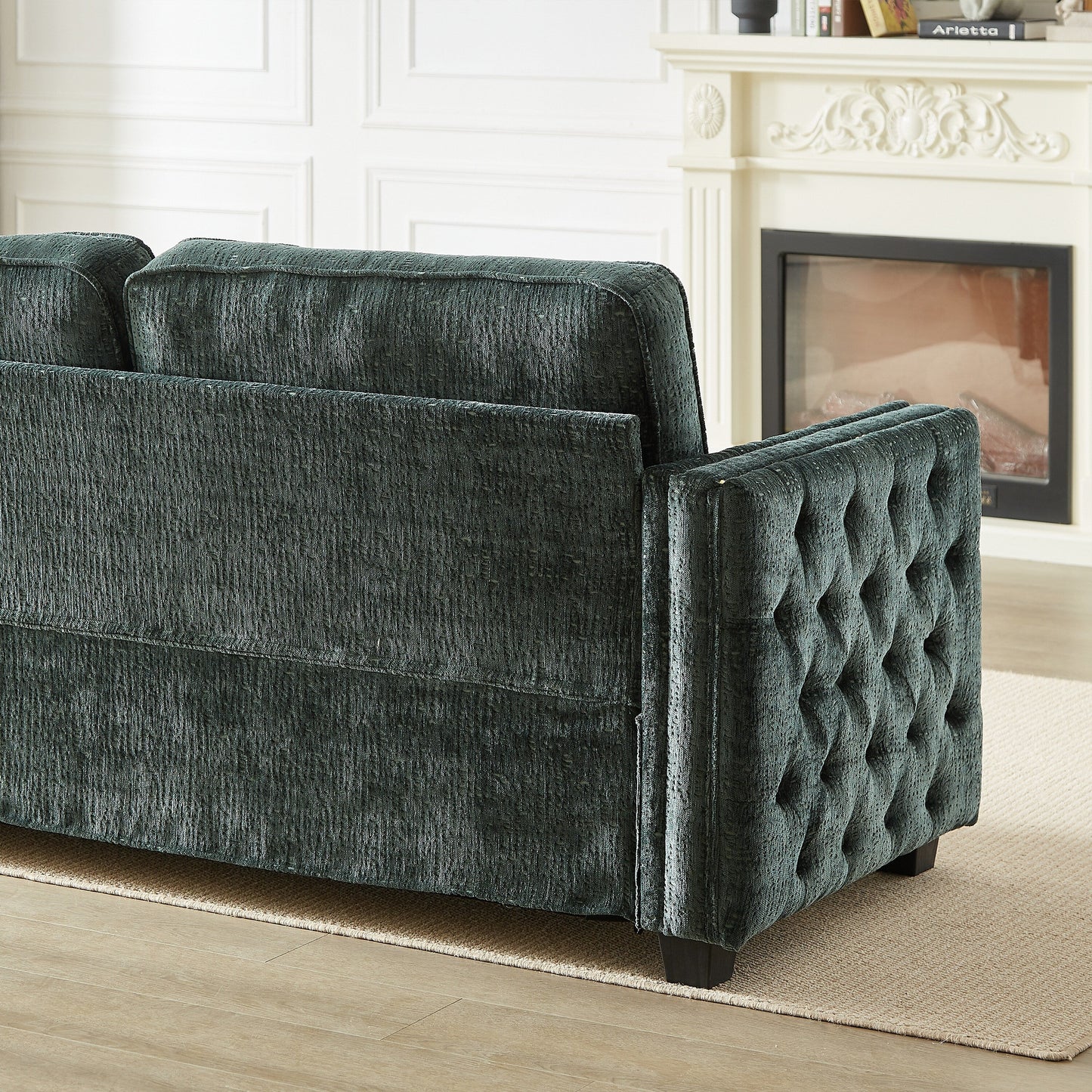 Chenille Sleeper Sofa with Memory Foam Mattress