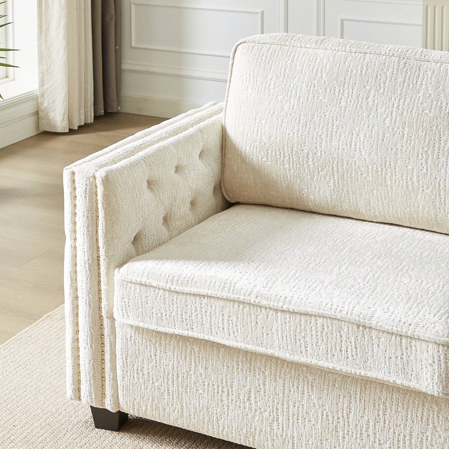 Chenille Sleeper Sofa with Memory Foam Mattress