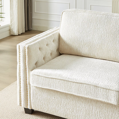 Chenille Sleeper Sofa with Memory Foam Mattress