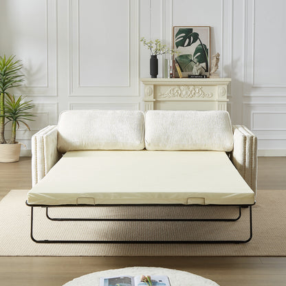Chenille Sleeper Sofa with Memory Foam Mattress