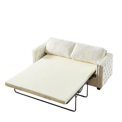 Chenille Sleeper Sofa with Memory Foam Mattress