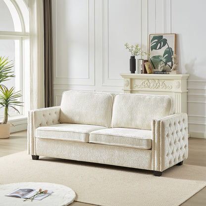 Chenille Sleeper Sofa with Memory Foam Mattress
