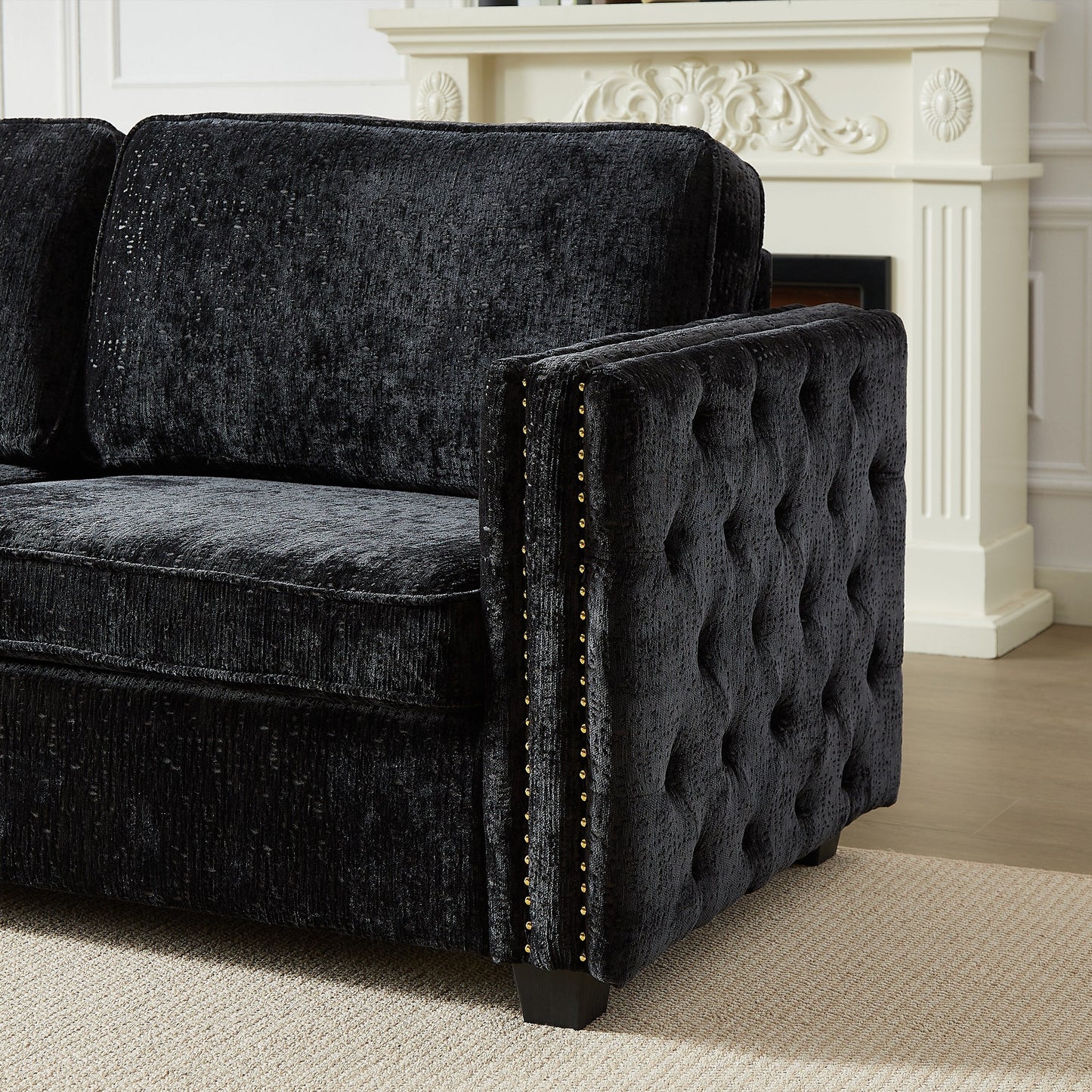 Chenille Sleeper Sofa with Memory Foam Mattress