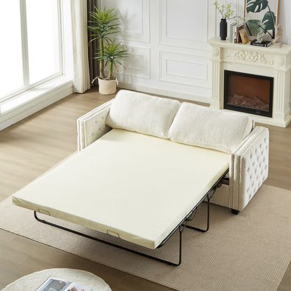 Chenille Sleeper Sofa with Memory Foam Mattress