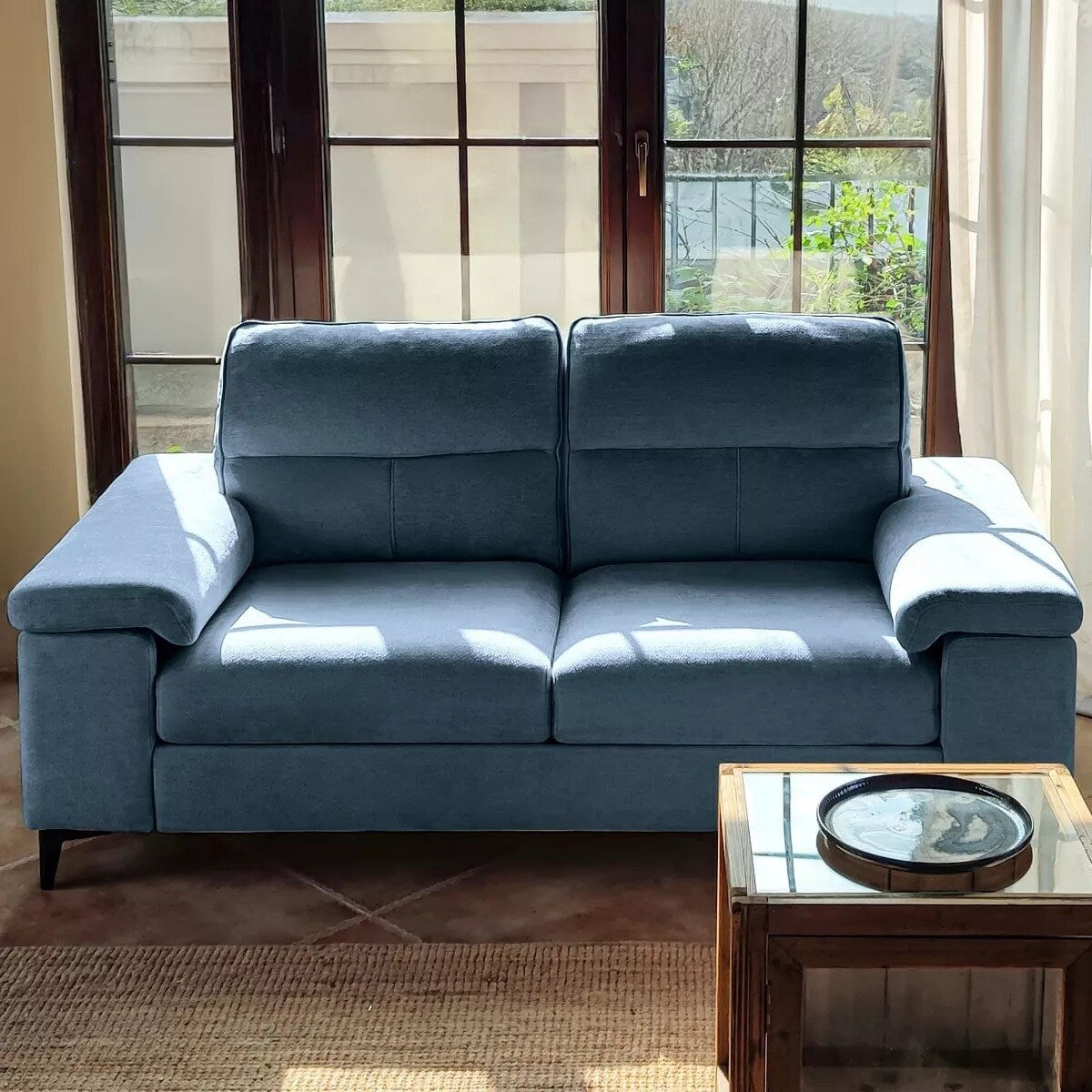 Chenille Sofa with Adjustable Armrests and Extra Thick Cushions