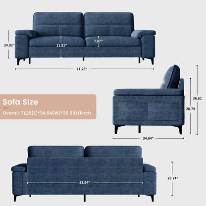 Chenille Sofa with Adjustable Armrests and Extra Thick Cushions