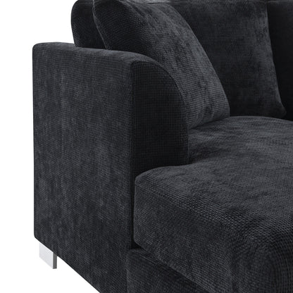 Cloud Sectional Sofa,L-Shaped Luxury Couch Set With 2 Free Pillows,4-Seat Chenille Indoor Furniture With Oversized Chaise