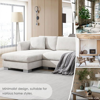 Cloud Sectional Sofa,L-Shaped Luxury Couch Set With 2 Free Pillows,4-Seat Chenille Indoor Furniture With Oversized Chaise
