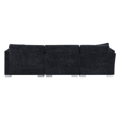 Cloud Sectional Sofa,L-Shaped Luxury Couch Set With 2 Free Pillows,4-Seat Chenille Indoor Furniture With Oversized Chaise