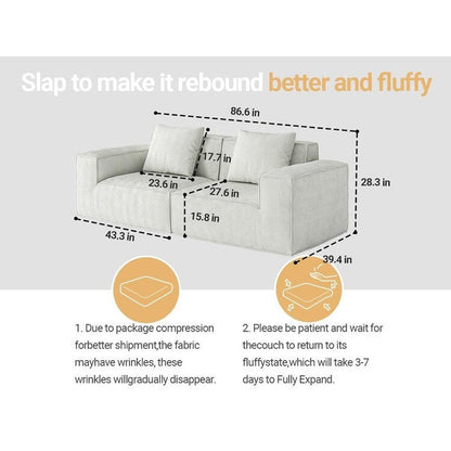 Cloud Soft 2 Seater Modular Sofa Bed in White