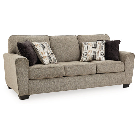 Cluer Sofa, Mocha Brown Polyester Chenille, 4 Throw Pillows, 87 Inch