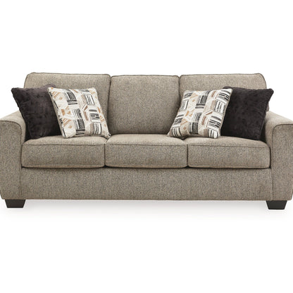 Cluer Sofa, Mocha Brown Polyester Chenille, 4 Throw Pillows, 87 Inch