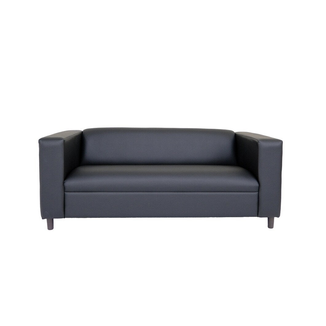 Coast to Coast Sofas Mid Century Modern 3 Seater Sofa Faux Leather Solid Wood Frame Upholstered