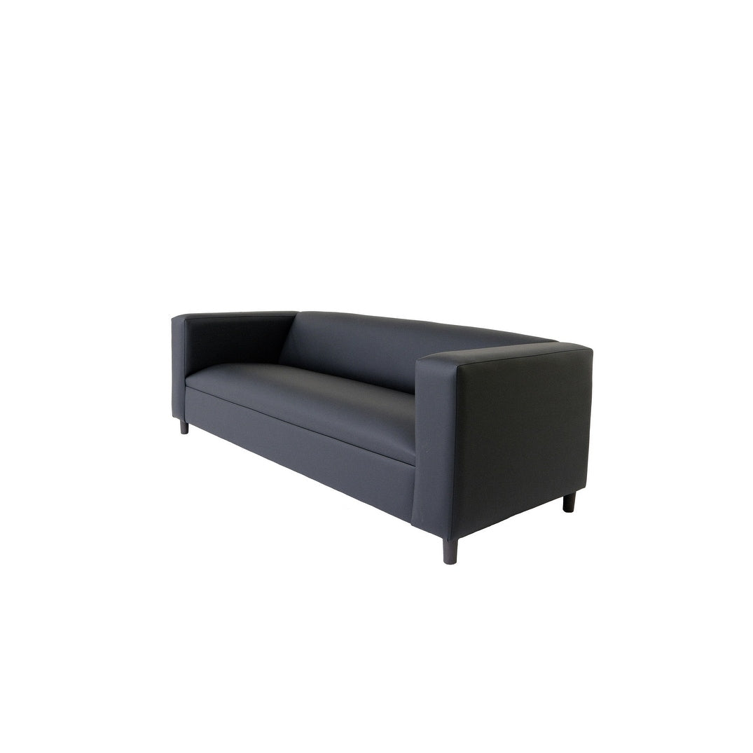 Coast to Coast Sofas Mid Century Modern 3 Seater Sofa Faux Leather Solid Wood Frame Upholstered