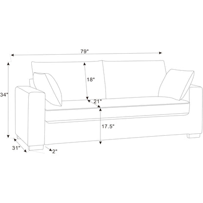 Coastal Style Corduroy Sofa - 31 D x 79 W x 34 H