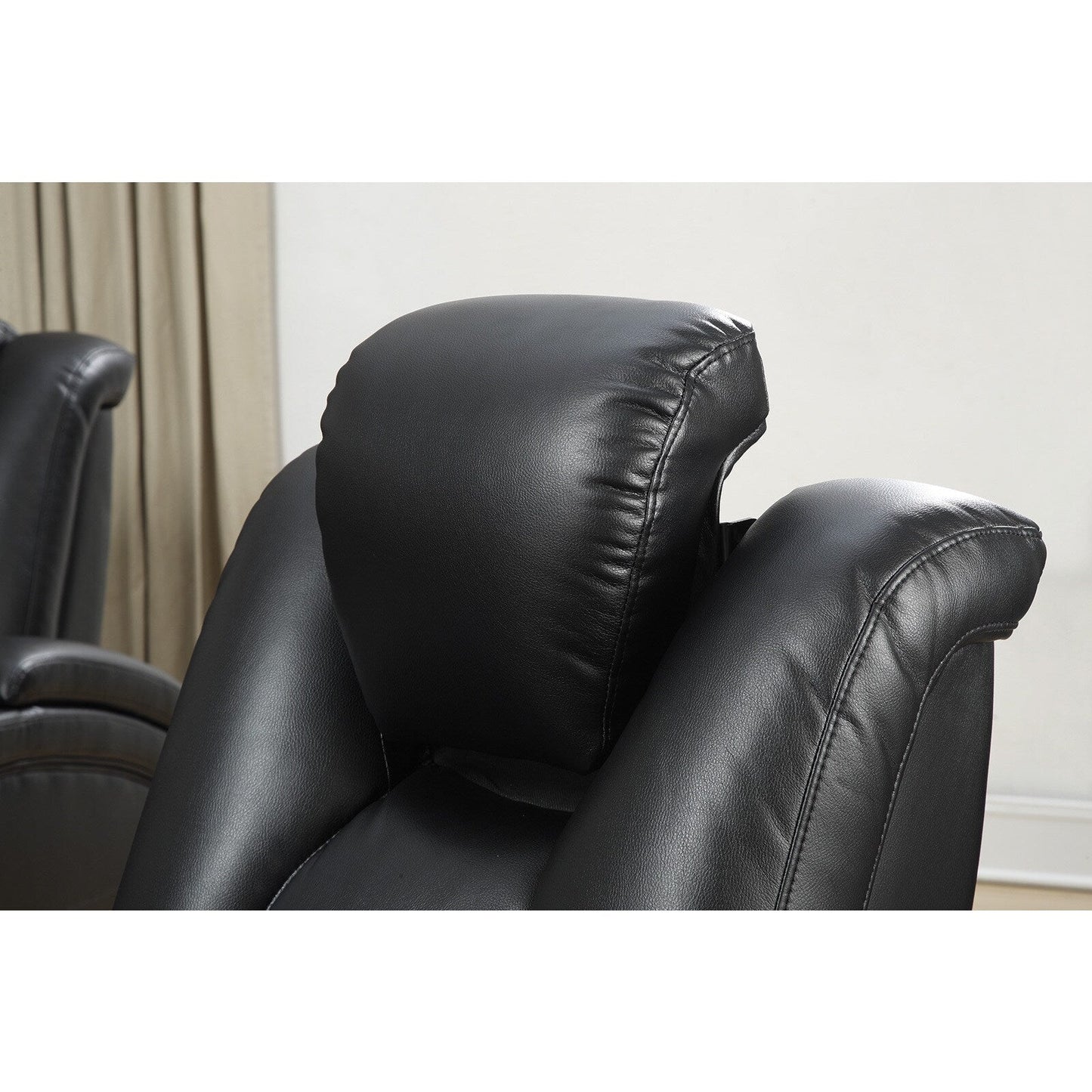 Delange Black Leatherette Power Sofa with Headrests