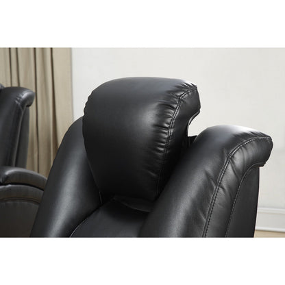 Delange Black Leatherette Power Sofa with Headrests
