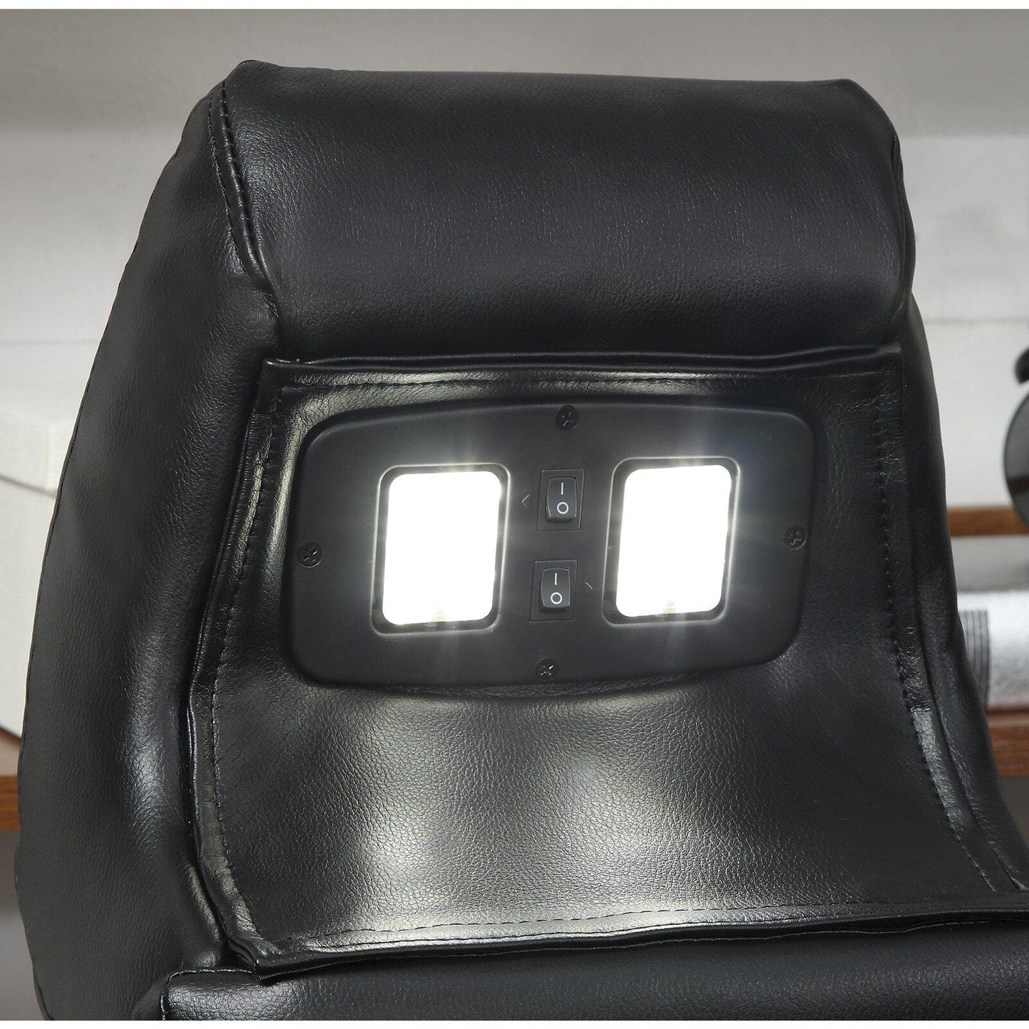 Delange Black Leatherette Power Sofa with Headrests