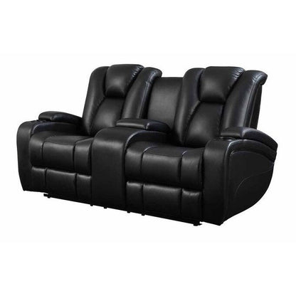 Delange Black Leatherette Power Sofa with Headrests