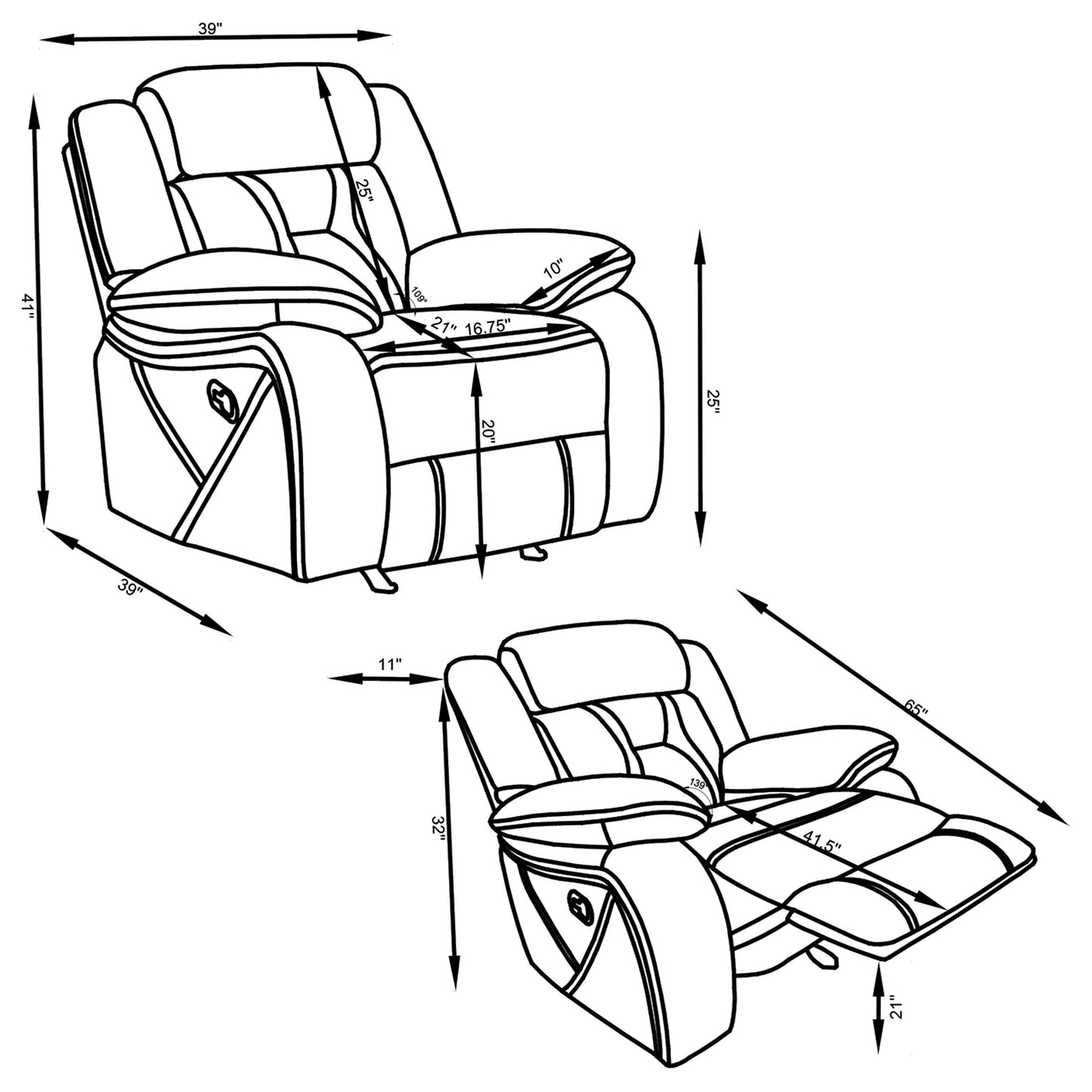 Higgins Overstuffed Upholstered Glider Recliner