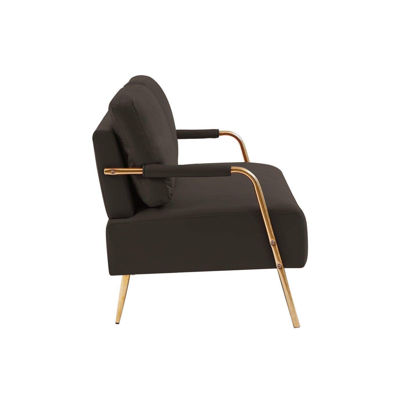 Coffee Modern 49.6 Pet Friendly Fabric Loveseat Sofa with Removable Back Cushion and Metal Leg for Living Room