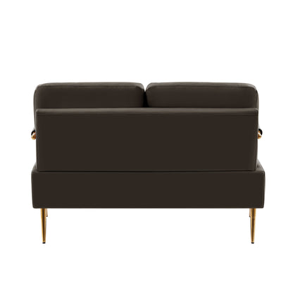 Coffee Modern 49.6 Pet Friendly Fabric Loveseat Sofa with Removable Back Cushion and Metal Leg for Living Room
