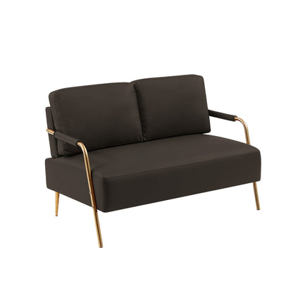 Coffee Modern 49.6 Pet Friendly Fabric Loveseat Sofa with Removable Back Cushion and Metal Leg for Living Room