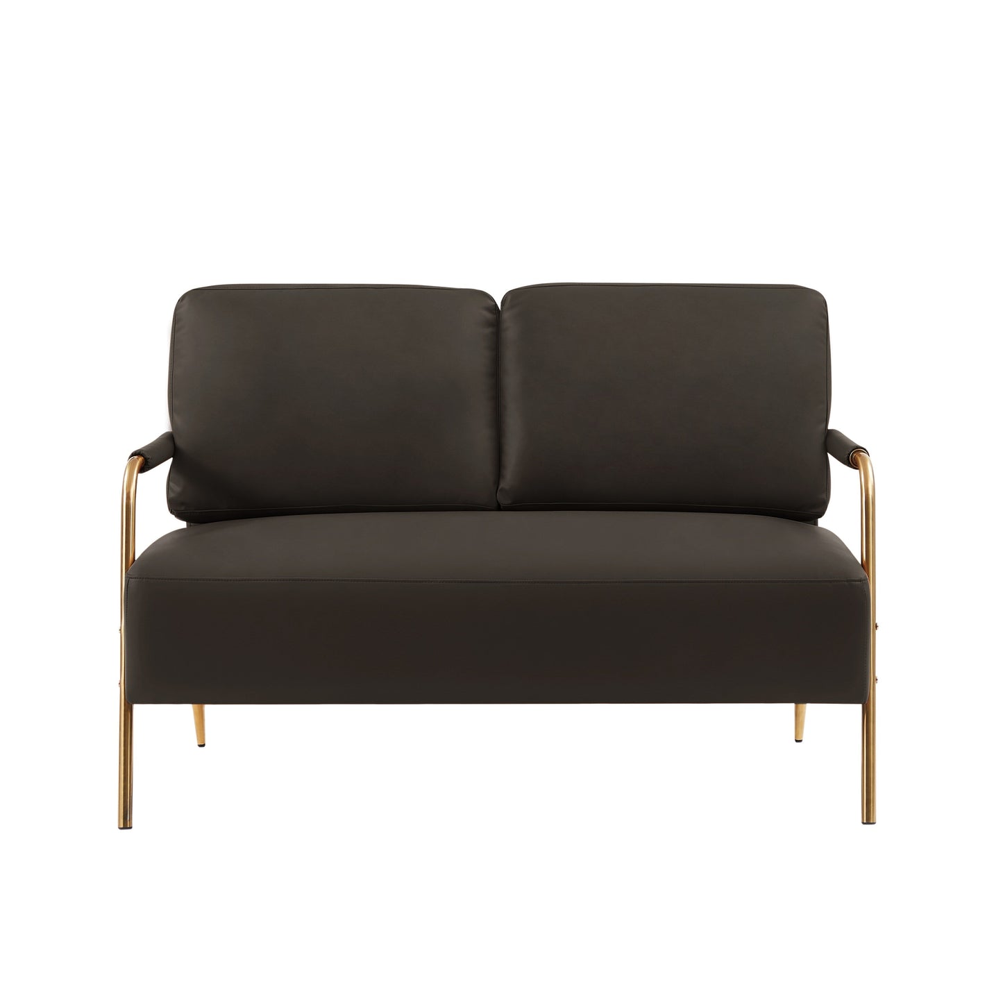 Coffee Modern 49.6 Pet Friendly Fabric Loveseat Sofa with Removable Back Cushion and Metal Leg for Living Room