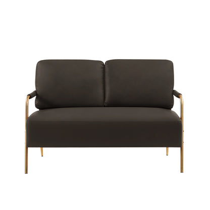 Coffee Modern 49.6 Pet Friendly Fabric Loveseat Sofa with Removable Back Cushion and Metal Leg for Living Room