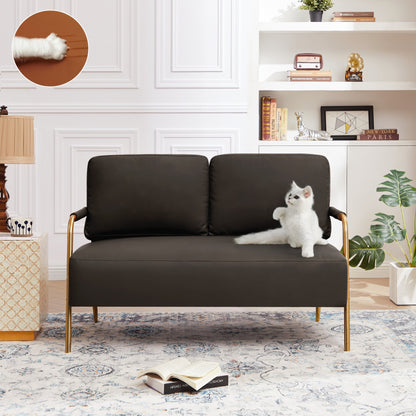 Coffee Pet Friendly Fabric Loveseat Sofa with Removable Cushion