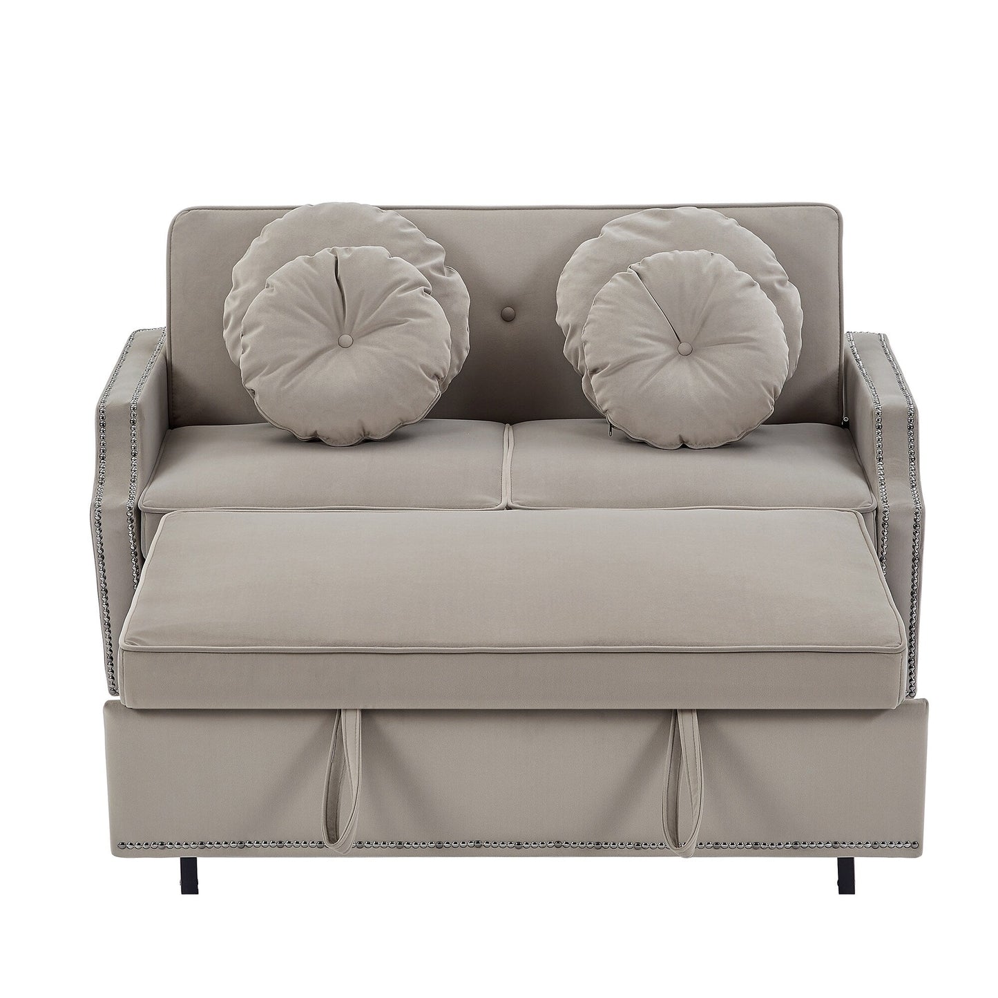 Coffee Polyester Loveseat Adjustable Sofa Bed with USB Ports