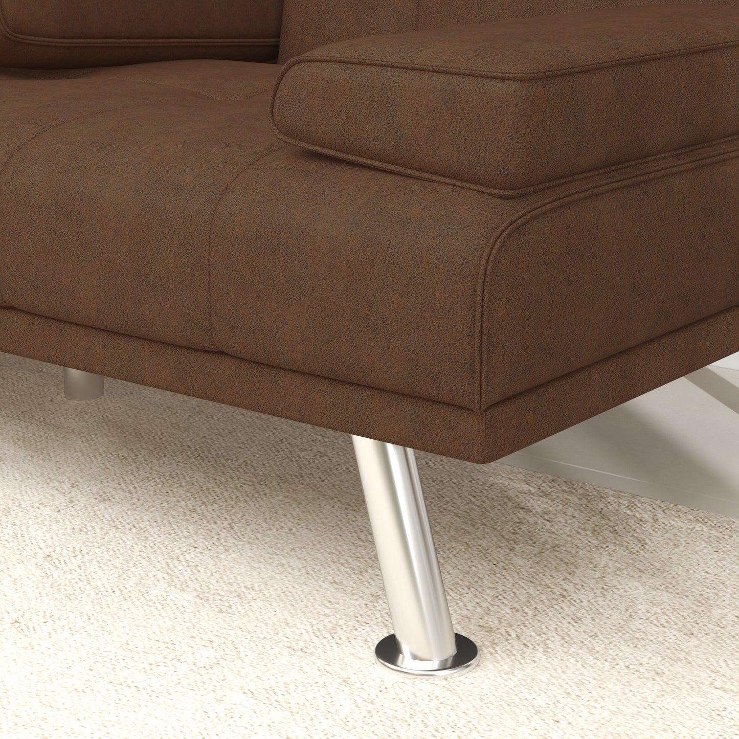 Coffee Upholstered Loveseat Sofa Bed with Cup Holders
