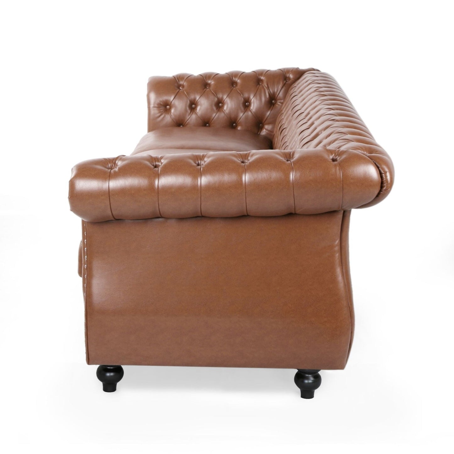 Cognac Chesterfield Button Tufted 3-seater Sofa with Nailheads