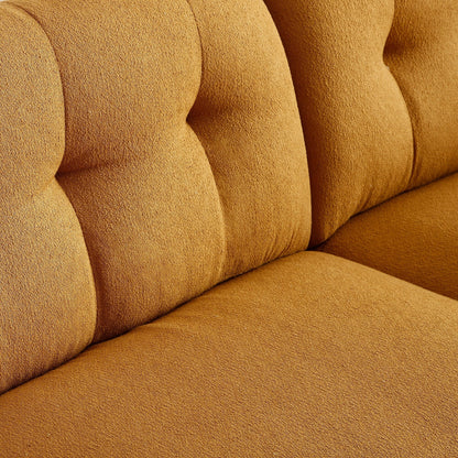 Cognac Modern 81.48 Teddy 3-seater Deep Seat Sofa with Wooden Legs and Upholstered for Living Room
