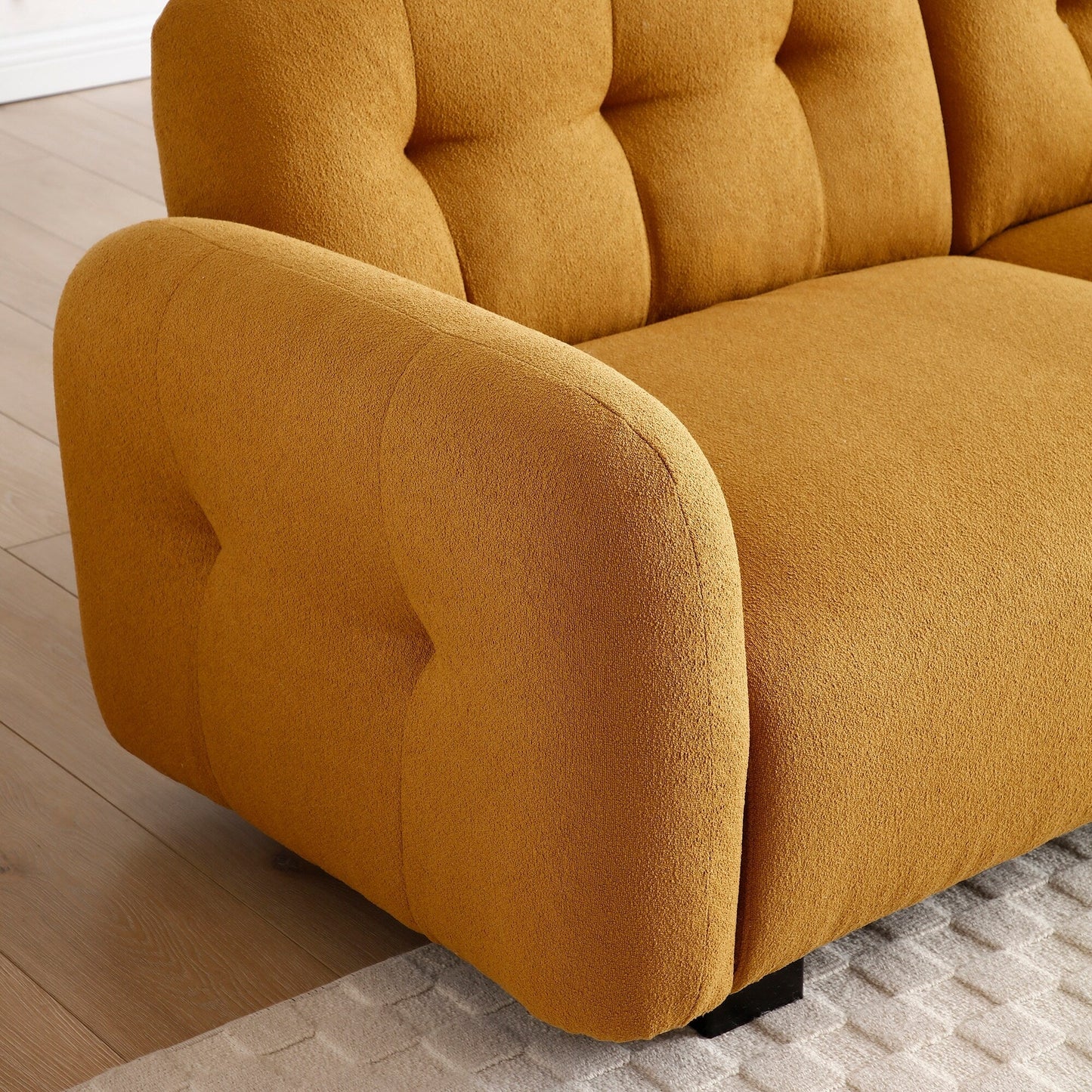 Cognac Modern 81.48 Teddy 3-seater Deep Seat Sofa with Wooden Legs and Upholstered for Living Room