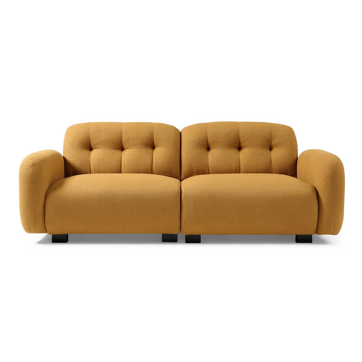 Cognac Modern 81.48 Teddy 3-seater Deep Seat Sofa with Wooden Legs and Upholstered for Living Room