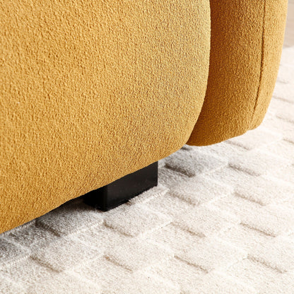Cognac Modern 81.48 Teddy 3-seater Deep Seat Sofa with Wooden Legs and Upholstered for Living Room