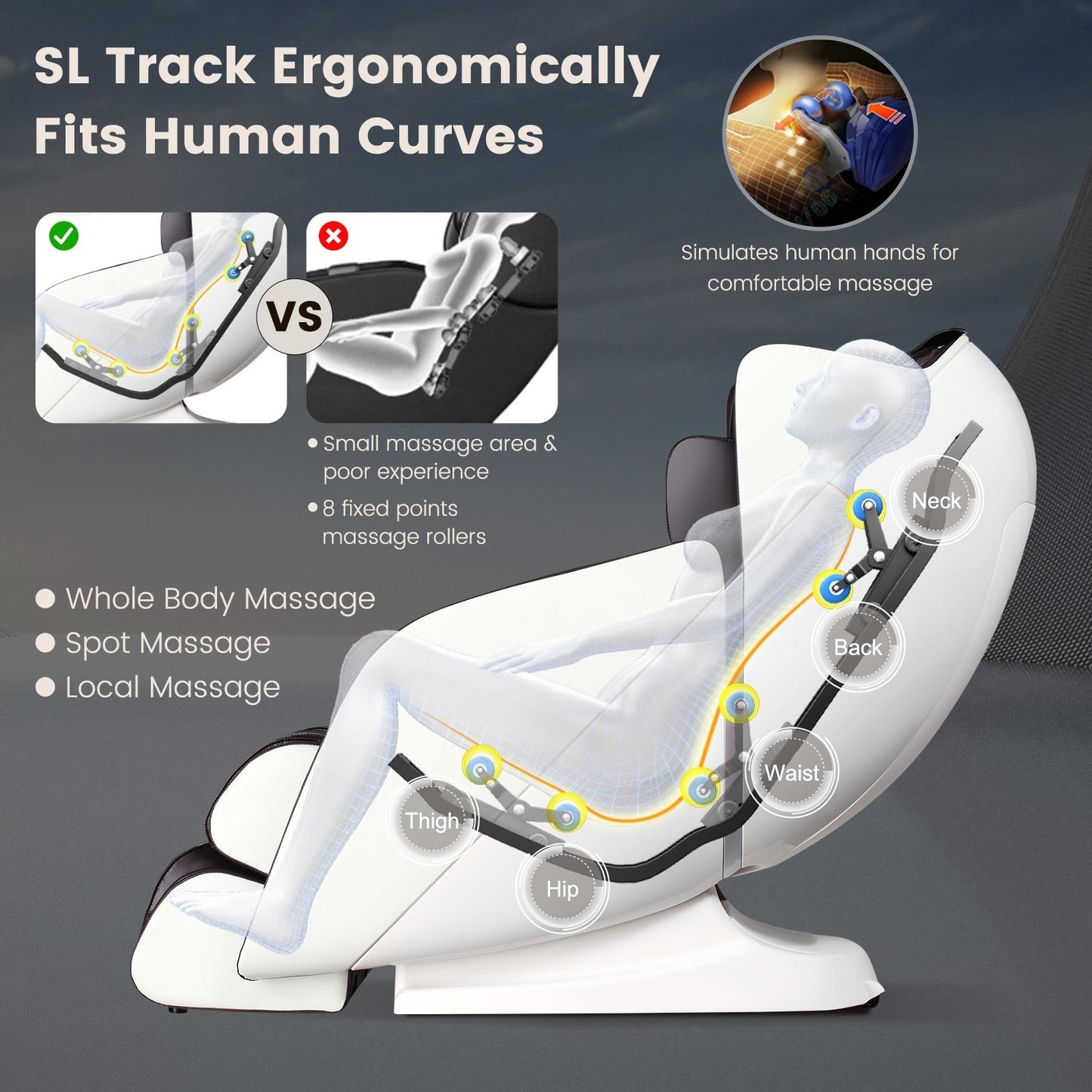 Comfort Full Body Massage Chair with Voice Control Heat Foot Roller