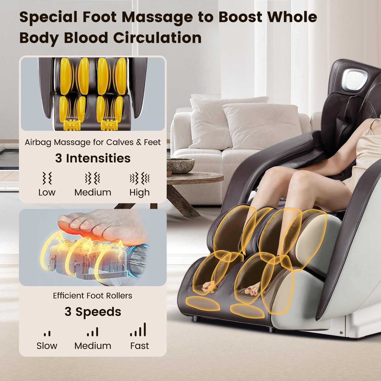 Comfort Full Body Massage Chair with Voice Control Heat Foot Roller