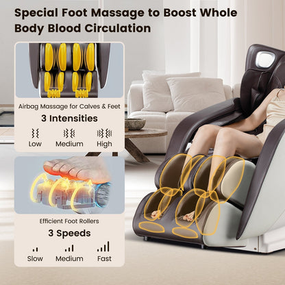Comfort Full Body Massage Chair with Voice Control Heat Foot Roller